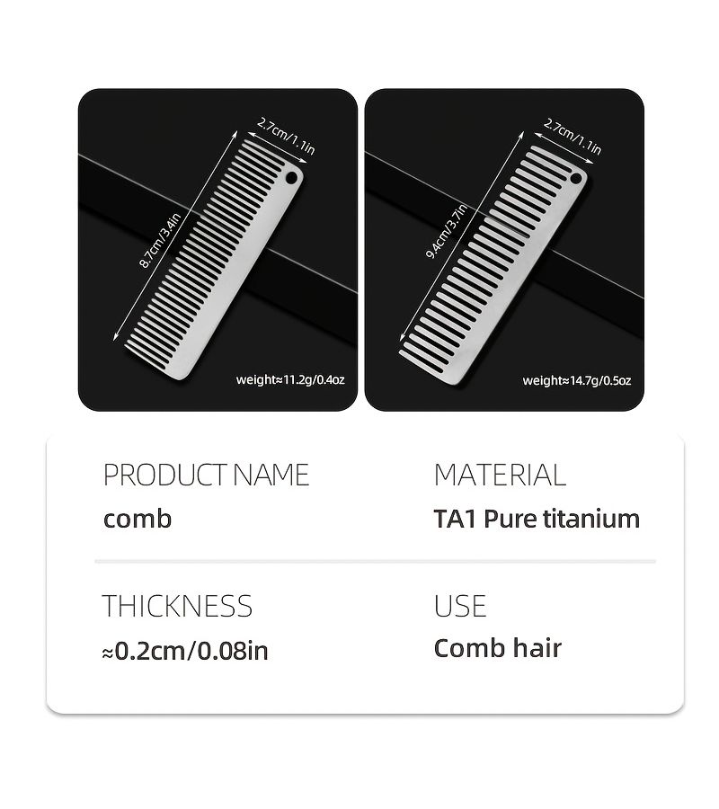 Fine Tooth Titanium Comb Anti Static Massage Comb Portable For Women Men - Image 5