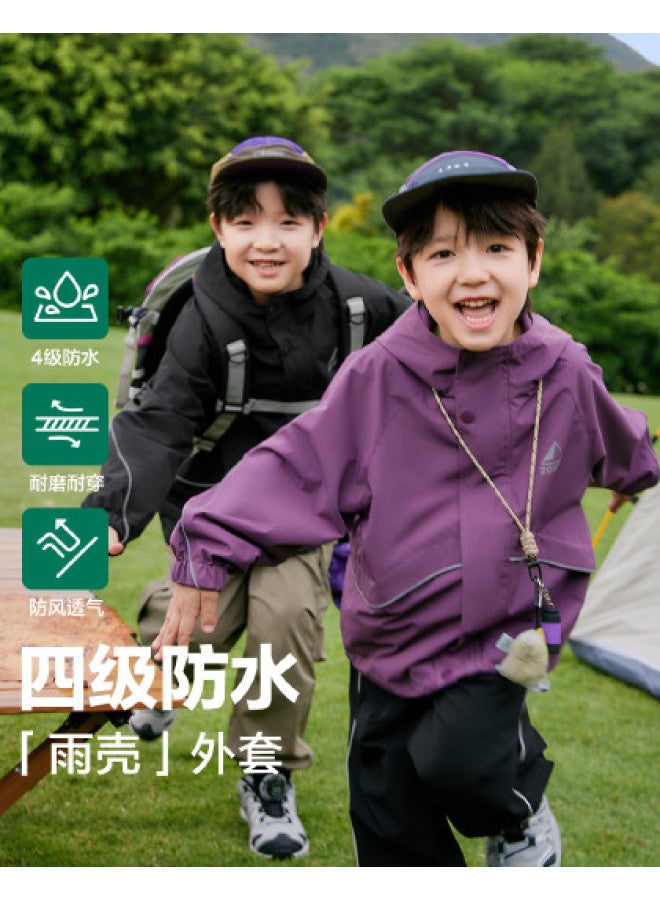 Zuoxi Boys' Jacket Spring/autumn 3-in-1 Kids Hooded Windbreaker Stylish Windproof Outdoor Coat For Big Boys Children's Clothing - Image 1