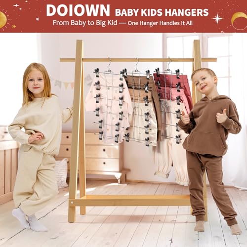 DOIOWN 6-Tier Baby Hangers with Clips - Space Saving Kids Pants Hangers for Babies & Kids Pant,Skirt,Clothe,Adjustable Stainless Steel Toddler Clothes Hanger for Newborn Children Closet Organization - Image 2