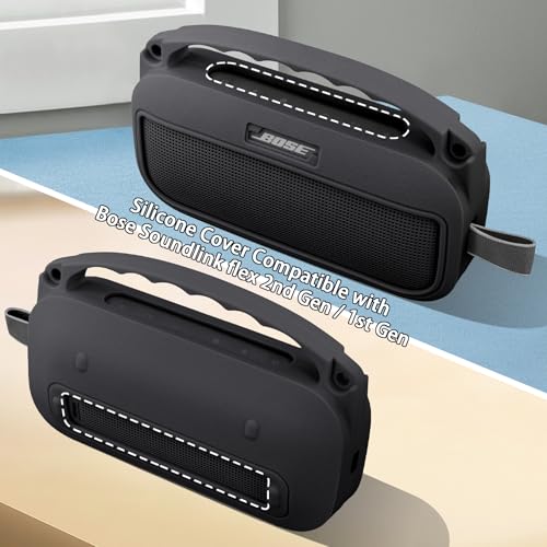 co2CREA Soft Silicone Case Replacement for Bose New SoundLink Flex 2nd Gen Bluetooth Portable Speaker (Silicone Case, Black Case) - Image 5