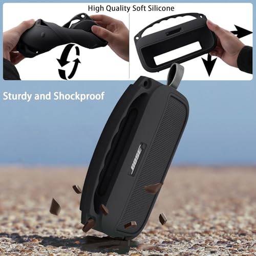 co2CREA Soft Silicone Case Replacement for Bose New SoundLink Flex 2nd Gen Bluetooth Portable Speaker (Silicone Case, Black Case) - Image 4