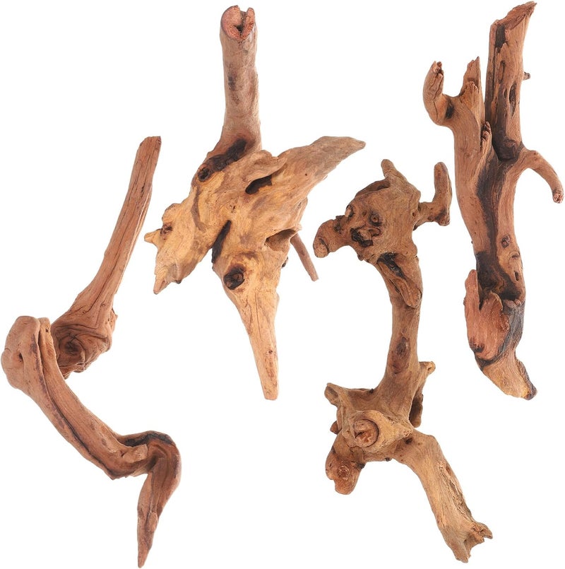 4pcs Aquarium Driftwood Decor Natural Wood Craft 15-20cm for Fish Tank Landscaping and Freshwater Habitat Accessories - Image 1