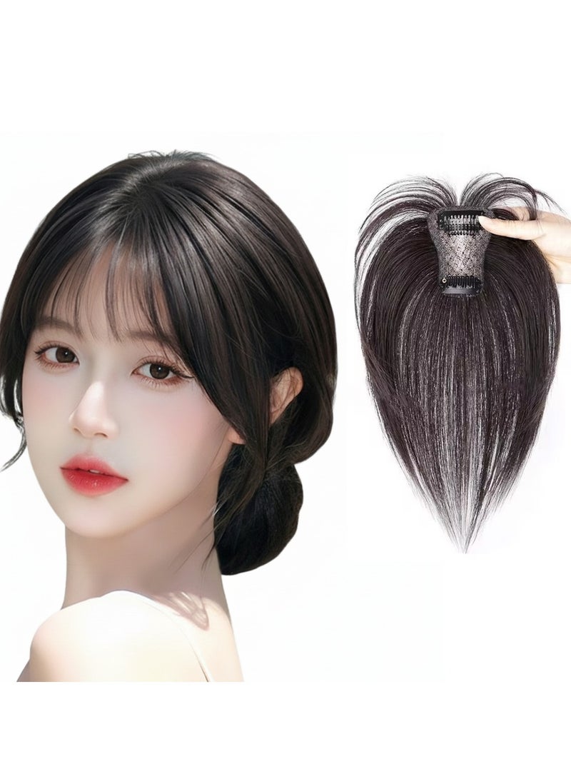 إستيل وصلة شعر علوية من الدانتيل السويسري قابلة للتهوية للنساء، قطع شعر بشري لتخفيف الشعر وإضافة الحجم وتغطية الشعر الرمادي (غرة هامشية) - Image 1