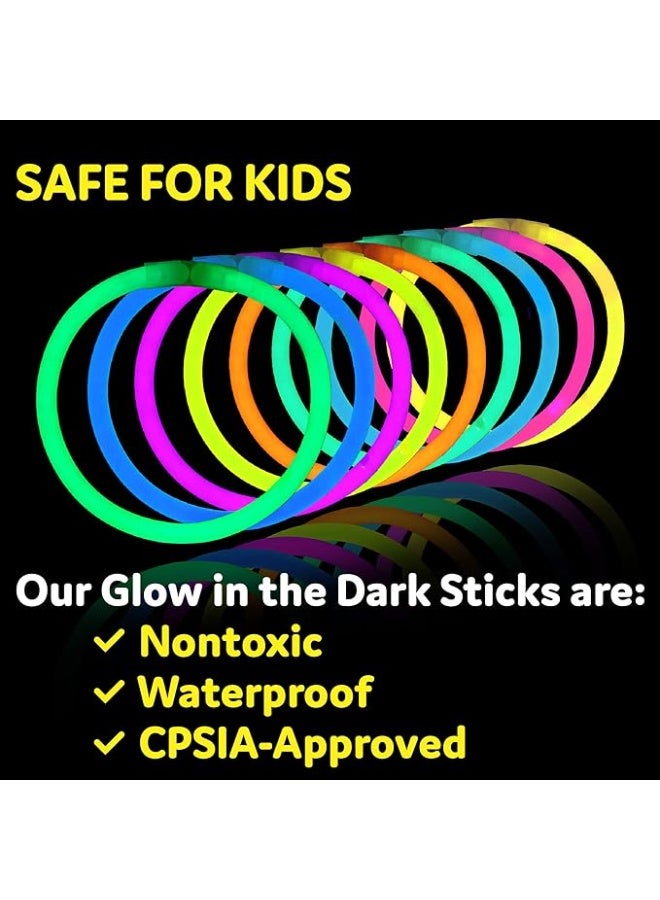 100PCS Glow Sticks, Glowsticks Party Packs, Party Bag Fillers with Bracelet Connectors, Glow Neon Necklaces for Kids Dark Party Supplies,Wedding,Festival,Christmas Decoration(100PCS) - Image 2