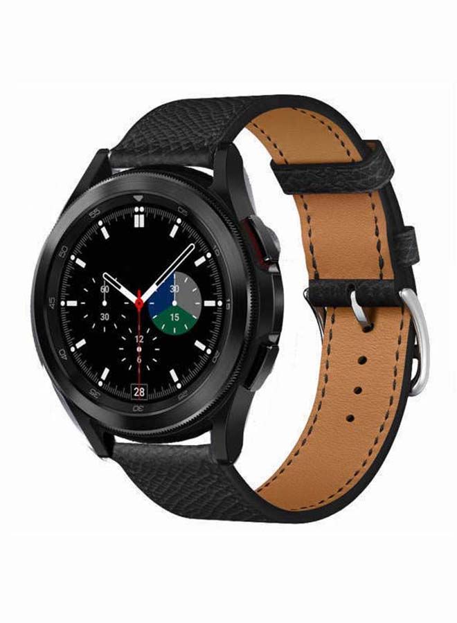NIBEMINENT Genuine Leather Replacement Band for Samsung Galaxy Watch4 42/46mm Black  - Image 2