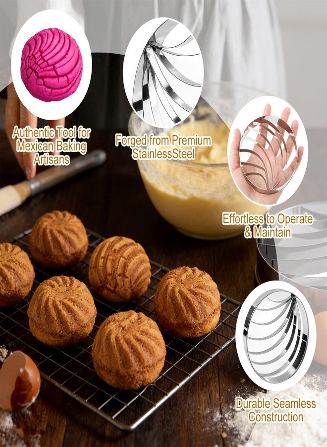 LUSTRIB 4PCS Mexican Bread Concha Cutter & Pig Cookie Cutter Set - Includes Stainless Steel Concha Stamp Mold and Fun Durable Cookie Stamps for Baking Cookies - Perfect Donut Biscuit Cutters Baking Supplies - Image 4