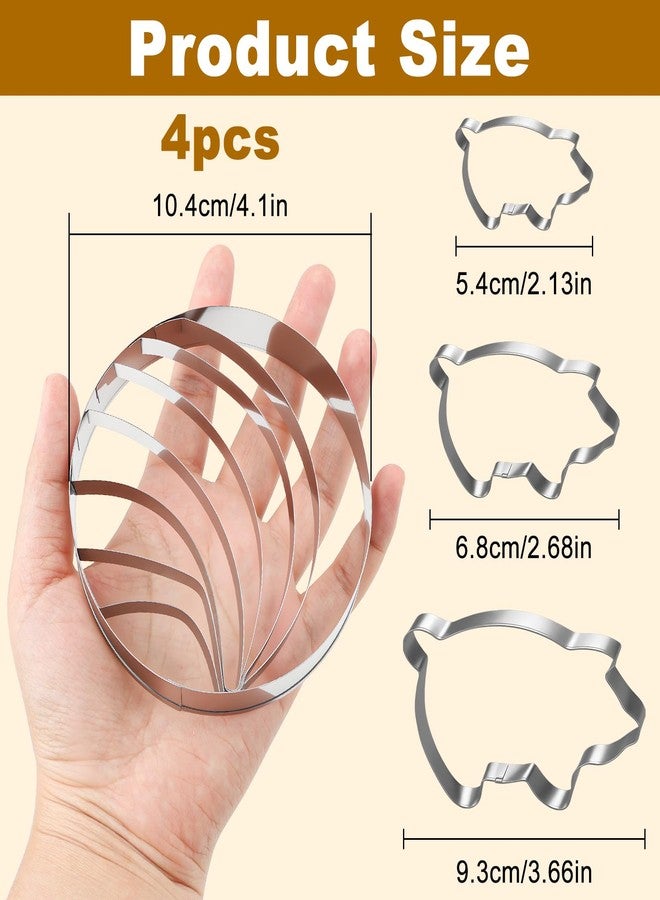 LUSTRIB 4PCS Mexican Bread Concha Cutter & Pig Cookie Cutter Set - Includes Stainless Steel Concha Stamp Mold and Fun Durable Cookie Stamps for Baking Cookies - Perfect Donut Biscuit Cutters Baking Supplies - Image 2