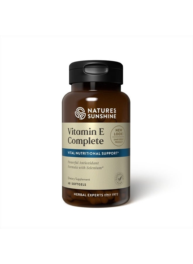 NATURE'S SUNSHINE - Vitamin E Complete w/ Selenium, 60 Softgels |Powerful Antioxidant Supplement with Selenium and all Eight Molecules in the Vitamin E Family - Image 1