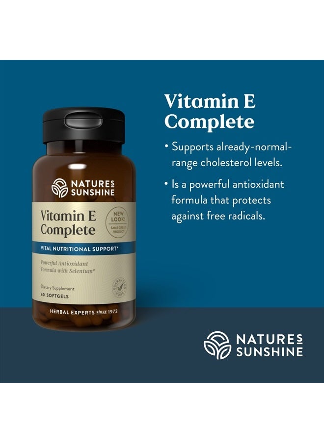 NATURE'S SUNSHINE - Vitamin E Complete w/ Selenium, 60 Softgels |Powerful Antioxidant Supplement with Selenium and all Eight Molecules in the Vitamin E Family - Image 1