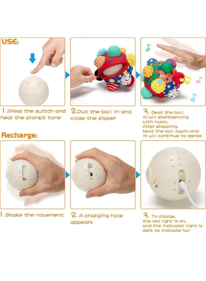 teytoy Baby Music Shake Dancing Ball Toy,Developmental Bumpy Ball Sensory Soft Toys,Easy to Grasp Bumps Help Develop Motor Skills - Image 4