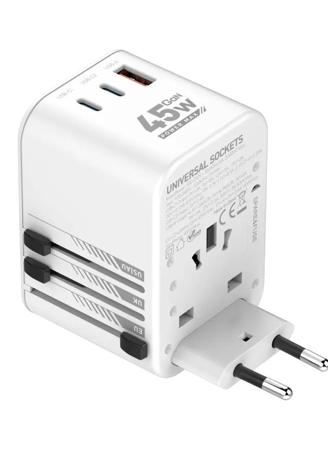 Generic 45W Fast Charging with 3 USB Ports – Compact, Lightweight & Worldwide Compatibility for Laptops, Smartphones & More  - Image 3