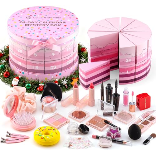 Color Nymph Makeup Advent Calendar 2025, 24 Days Advent Calendar Mystery Box for Christmas, Makeup Gift Sets - Xmas Beauty Countdown Calendar Full Makeup Kits for Teens Girls Kids #Pink - Image 1