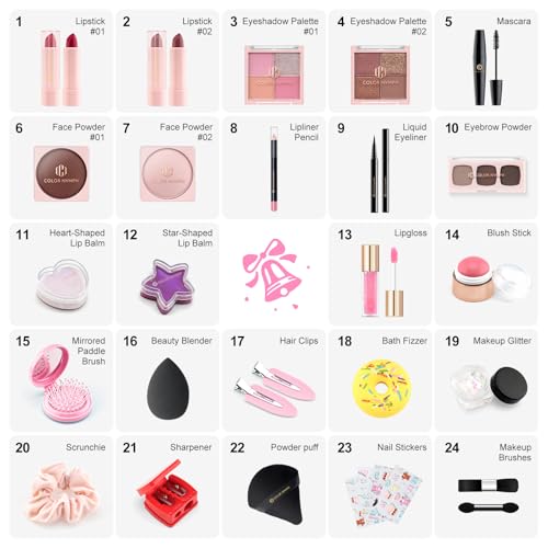 Color Nymph Makeup Advent Calendar 2025, 24 Days Advent Calendar Mystery Box for Christmas, Makeup Gift Sets - Xmas Beauty Countdown Calendar Full Makeup Kits for Teens Girls Kids #Pink - Image 3