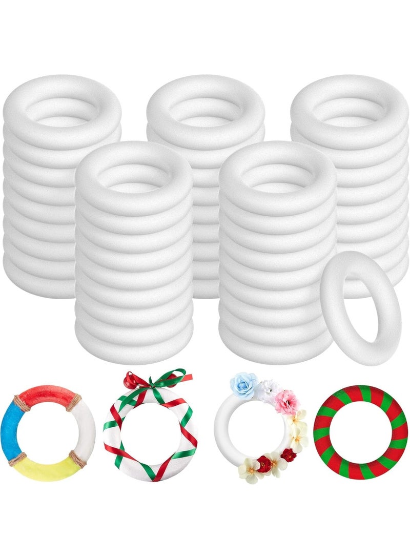 سيوسي Craft Foam Rings, Foam Circles, DIY Base Form for Holiday Decorations, Floral Arrangements, and Floral Projects, Mini Wreath Frame for Making Ornaments, Garlands, Centerpieces, 30-Pack, 2.87 Inch - Image 1