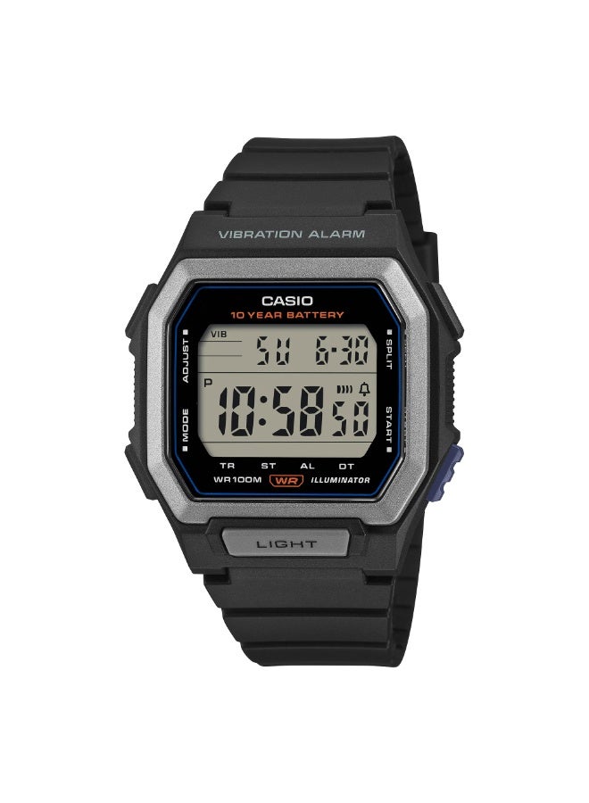 Casio W-738H-1AV Black Resin Digital Watch with LED Backlight & Stopwatch - Image 1