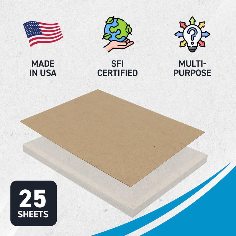 MagicWater Supply MagicWater Chipboard Sheet for DIY Projects - 8.5x11 Inch - 25 Pack - 30 pt - Heavy Duty Kraft (0.030 Inch Thick) Paperboard, for Scrapbooking, Books, Picture Frame Backing, Arts Project & Crafts - Image 3