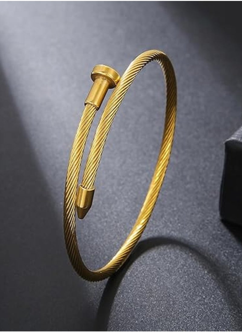 Generic 3 Pcs Elegant 18K Gold Plated Bracelet Set, Flexible Wide Wristband Love Bangle Bracelet Set - Ideal Gift for Women  - Image 3