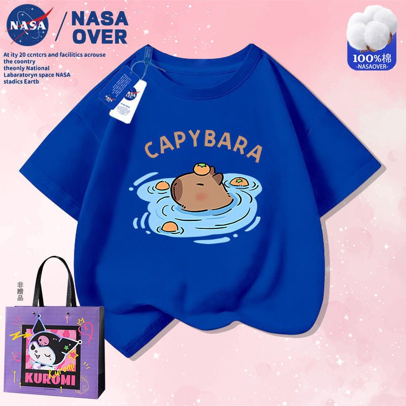 Nasa Co-Name Children'S Cartoon Printed T-Shirt Cute Capybara Cabibala Cotton Short-Sleeved Top For Boys And Girls - Image 1