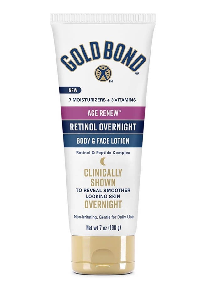 Gold Bond Age Renew Retinol Overnight Body & Face Lotion, With Retinol & Peptide Complex, for Daily Use, 7 oz - Image 1