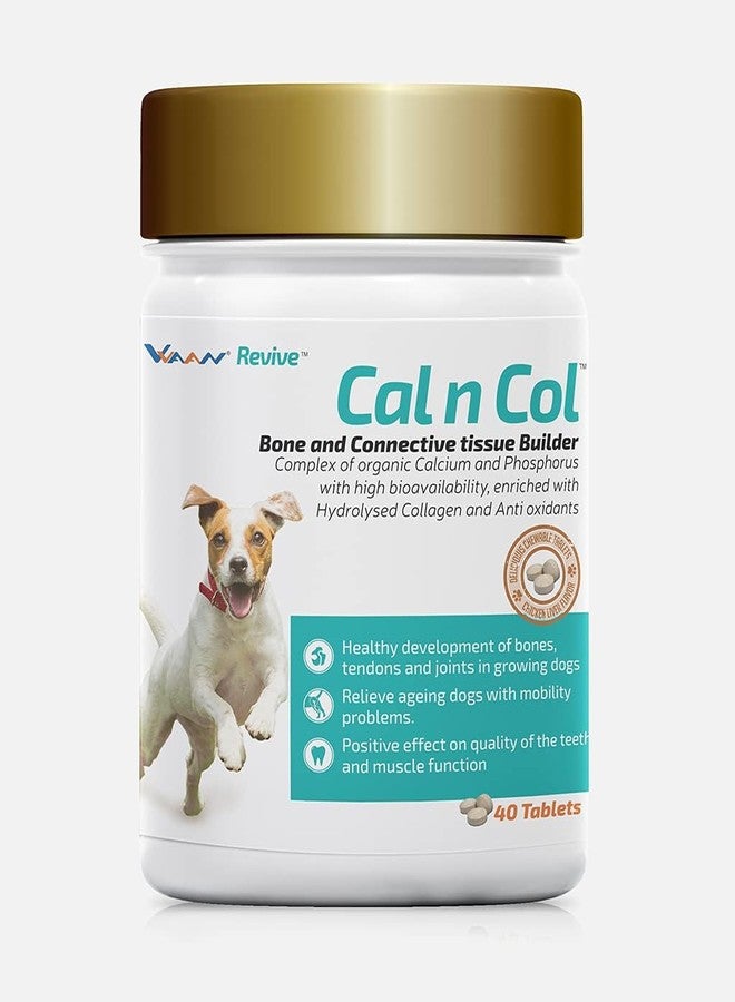 FOR YOUR PETS مكملات Vvaan للكلاب - كال وكولاجين - أقراص الكالسيوم والكولاجين (40 قرصًا) (عبوة واحدة) - Image 1
