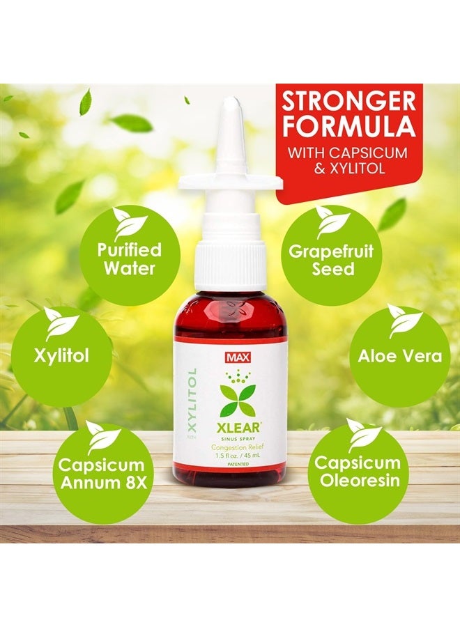 Xlear MAX Saline Nasal Spray, Natural Formula with Xylitol, Capsicum and Aloe, Nasal Decongestant for Sinus Pressure, Headache, Dry Nose for Kids and Adults, 1.5 fl oz (Pack of 3) - Image 3