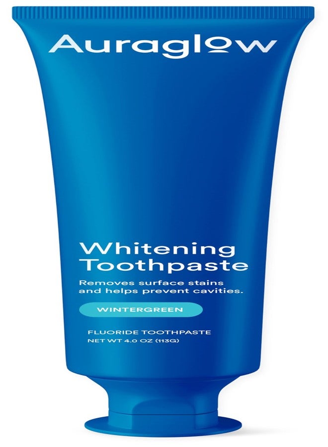 Auraglow Whitening Toothpaste, Hydrogen Peroxide Toothpaste with Fluoride, Whitens Teeth, Prevents Cavities, Strengthens Enamel for Adults, Kids Oral Care, Wintergreen Flavor, 4 oz (1 Pack - Image 1