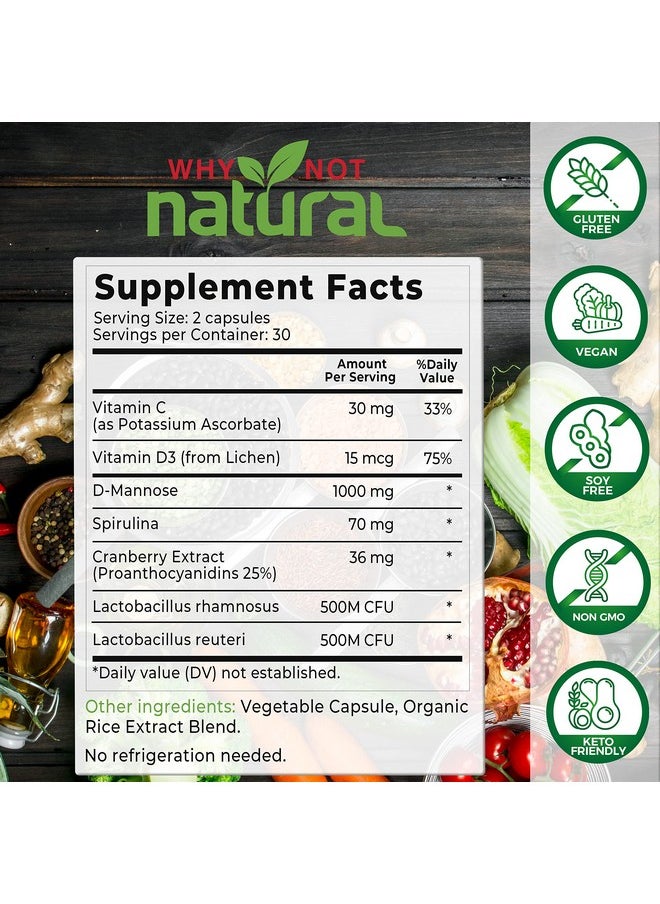 Why Not Natural - 5In1 Uti Pills With D Mannose Cranberry Pac Extract Probiotics And Vitamin C & D Urinary Health Formula For Women And Men Supports Bladder And Yeast Infection - Image 1