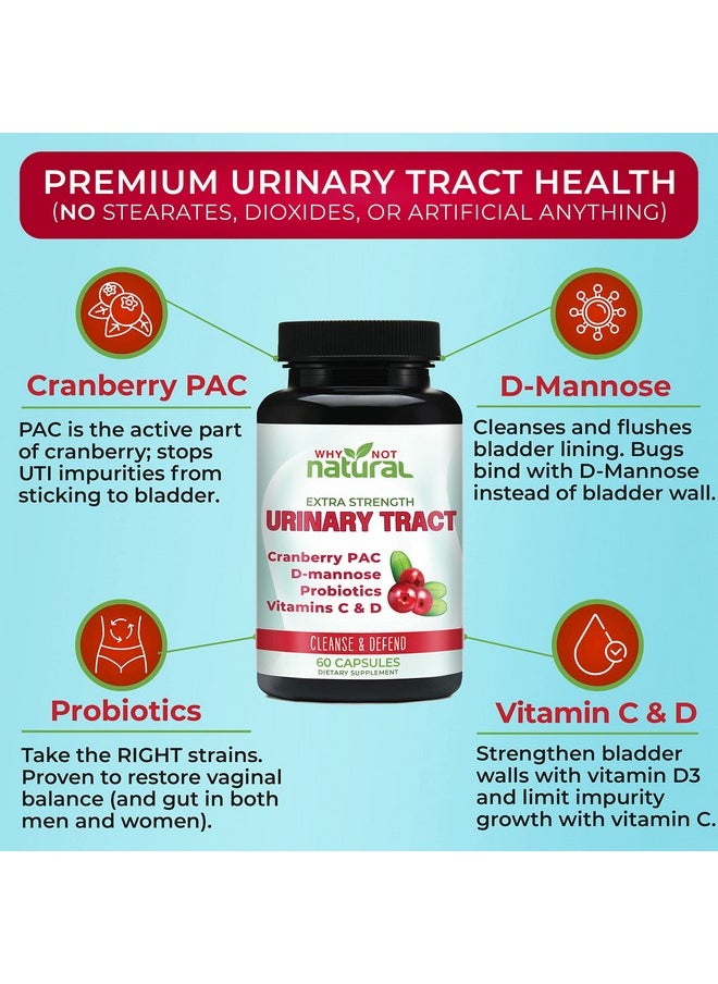 Why Not Natural - 5In1 Uti Pills With D Mannose Cranberry Pac Extract Probiotics And Vitamin C & D Urinary Health Formula For Women And Men Supports Bladder And Yeast Infection - Image 1