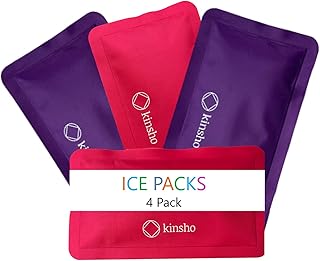 Kinsho kinsho Soft Ice Packs for Lunch Box, Bags, Bento Boxes, 4 Pack, Slim Reusable and Refreezable Pouches for Kids Girls  - Image 1