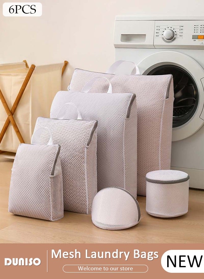 DUNISO 6PCS Mesh Laundry Bags, Thickened Washing Machine Bags for Delicates with Premium Zipper, Reusable Travel Storage Organizer Bag for Blouse, Bra, Hosiery, Stocking, Underwear  - Image 1