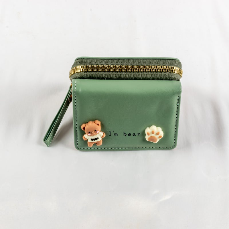 Leather Flip Wallet & Card Holder with Multiple Pockets - Green - Image 2