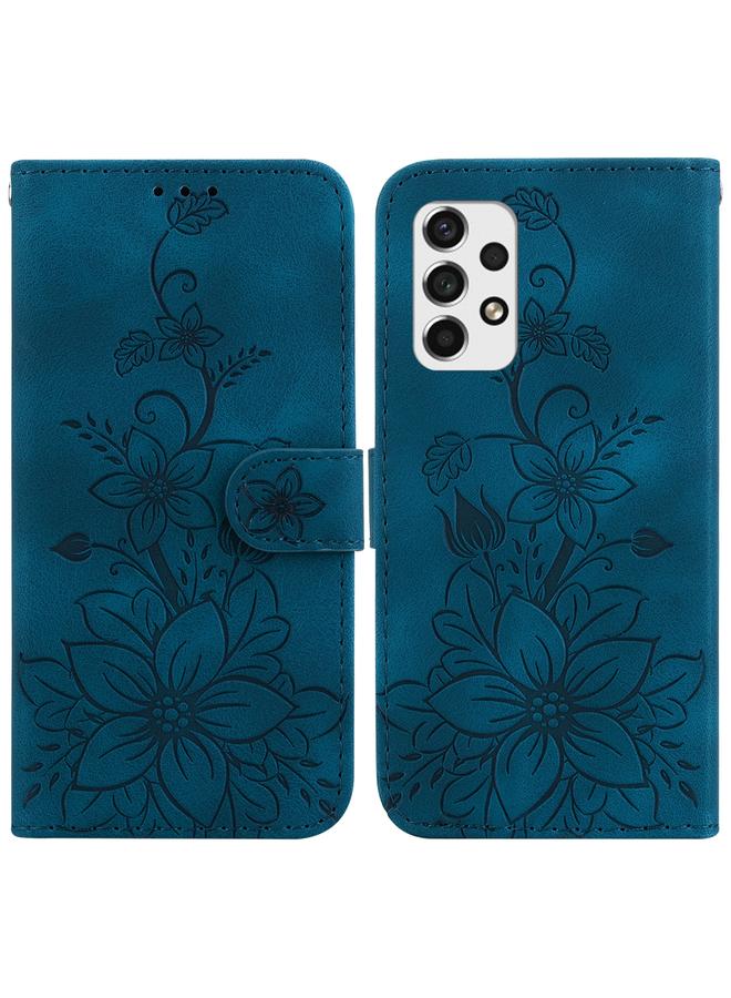 S-TOP Case For Samsung Galaxy A73 5G Lily Embossed Leather Phone Case - Image 1