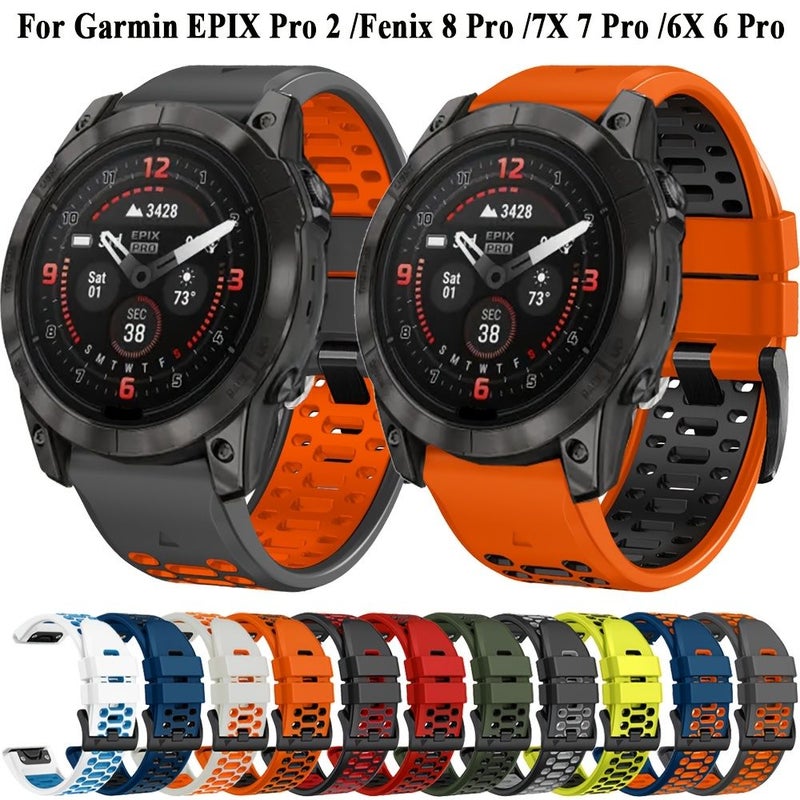 سوار ساعة كويكفيت 26 ملم لساعات Amazfit T-Rex Ultra2 51 ملم، Garmin Enduro 3/2/1، Descent G2/G1، Mk3i/Mk2i، Quatix 8/7، Fenix 8/7/6/5، Tactix - أخضر وأسود - Image 1