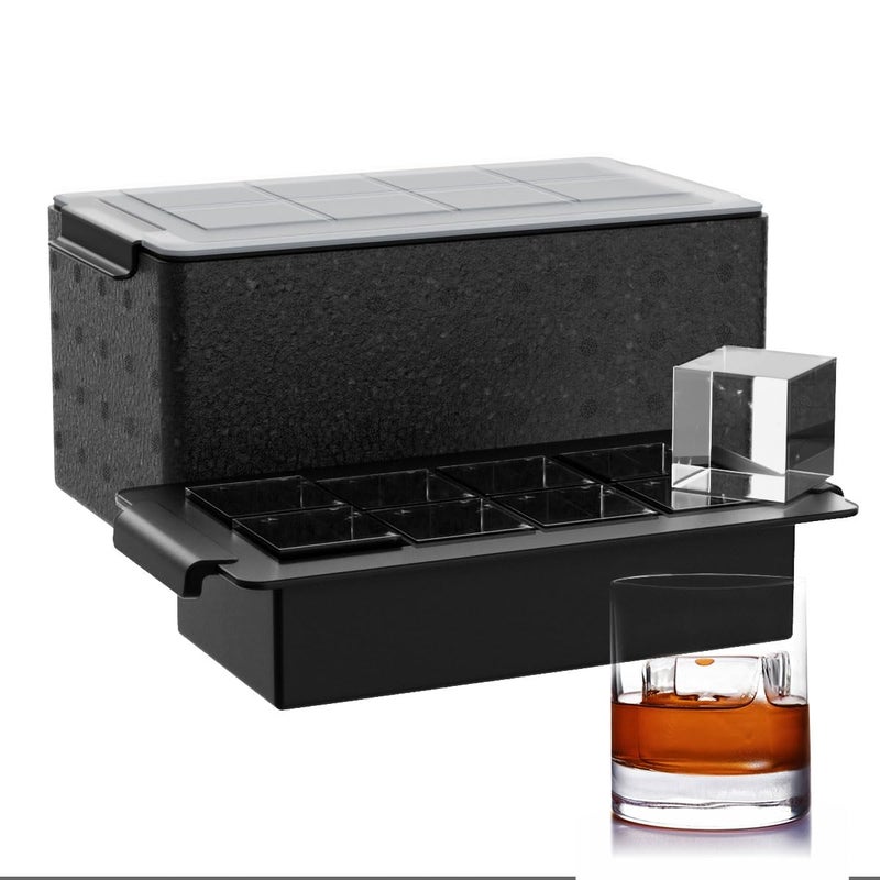 FDDBI Clear Ice Cube Tray for Whiskey: FDDBI 2Inch Clear Ice Cube Maker - Silicone Large Ice Cube Tray - Square Ice Tray for Bourbon Old Fashioned Whisky - Image 1