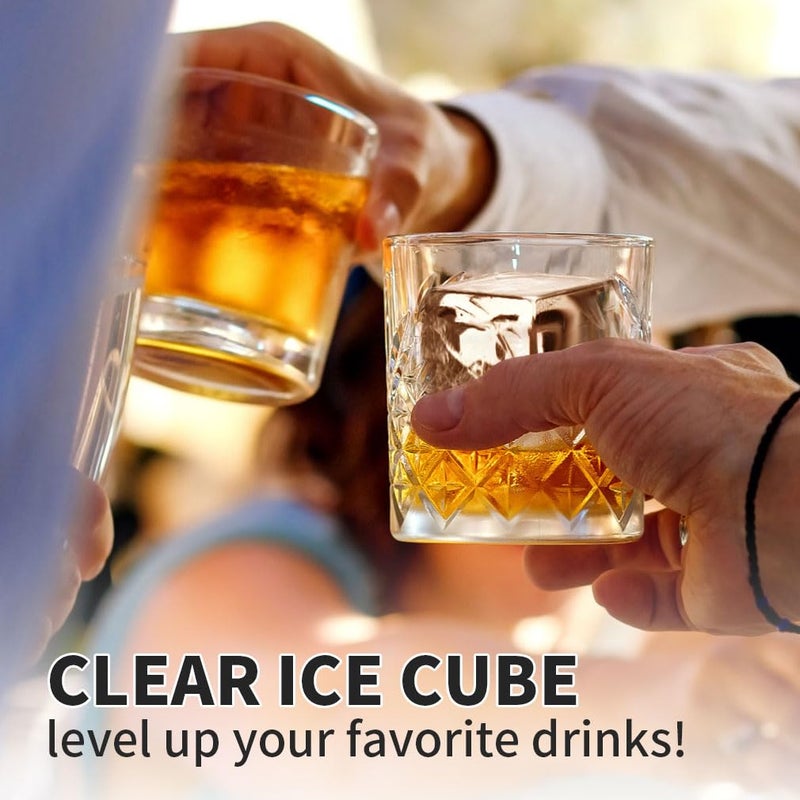 FDDBI Clear Ice Cube Tray for Whiskey: FDDBI 2Inch Clear Ice Cube Maker - Silicone Large Ice Cube Tray - Square Ice Tray for Bourbon Old Fashioned Whisky - Image 4