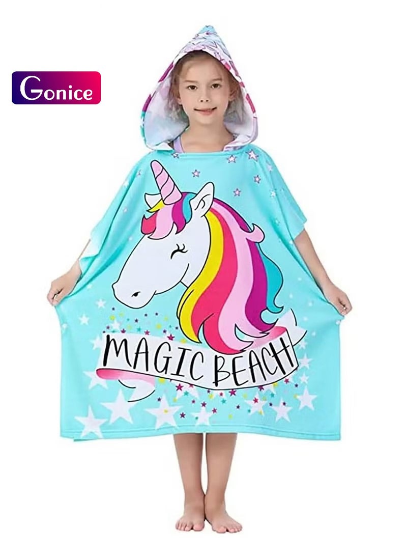 Gonice Kids Hooded Cape Bath Towel Microfiber Towel for Bathing Swimming  - Image 1
