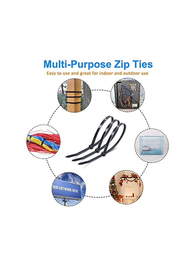 Edge رباطات كابلات إيدج، معيار بريطاني، نايلون66، عبوة من 100 (أسود، 370x7.6 مم) - Image 3