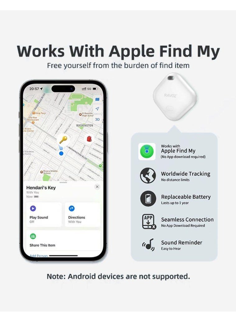 RAVOZ World Tag Anti-Lost Device | Real Time Tracking | Geofence Alert | Compact Size |  Replaceable Coin Li Battery | Works with Apple Find My - Image 4