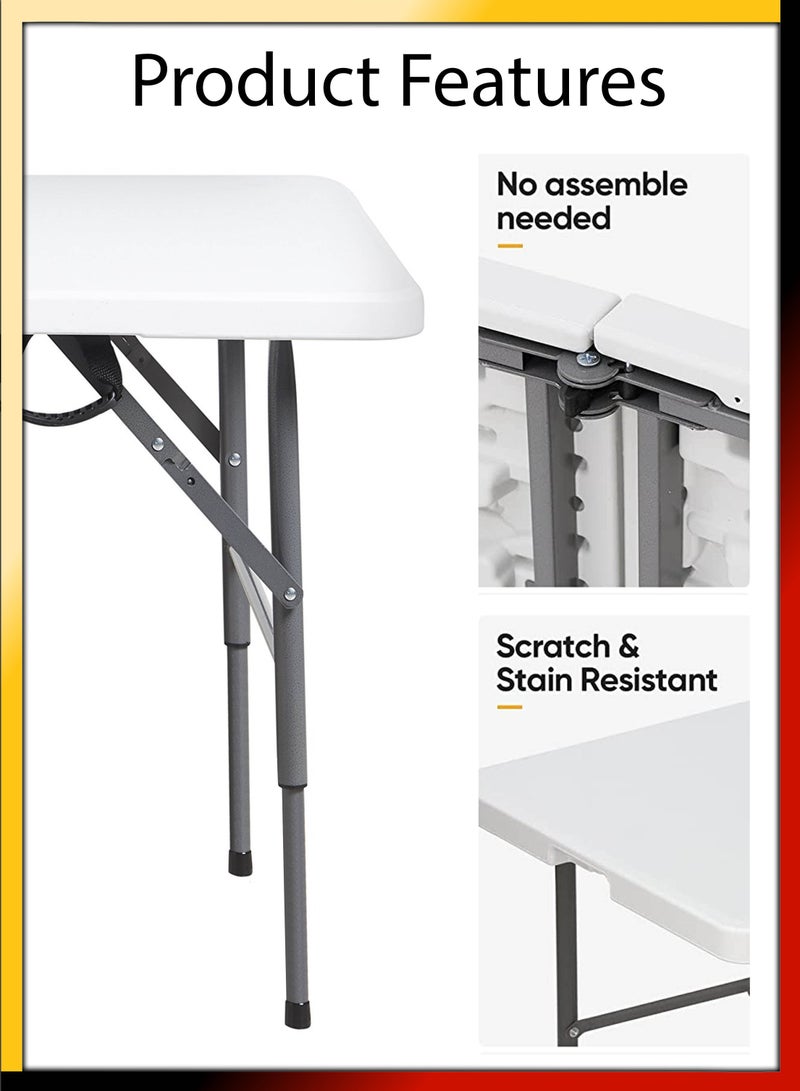 R.VIHAN Multipurpose Rectangle 122cm Centre Folding Camping Table Lightweight Foldable Aluminium Portable Trestle Indoor Outdoor Picnic Barbecue Party Kitchen Home Dining Camping Garden BBQ Tables - Image 4