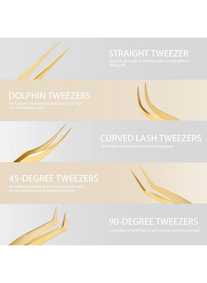 Etercycle High Precision Lash Tweezers Set - Includes 5 Stainless Steel Eyelash Tweezers For Classic Individual And Volume Lash Extensions. Complete With Storage Box - Image 2