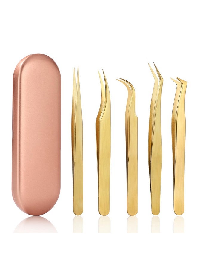 Etercycle High Precision Lash Tweezers Set - Includes 5 Stainless Steel Eyelash Tweezers For Classic Individual And Volume Lash Extensions. Complete With Storage Box - Image 1