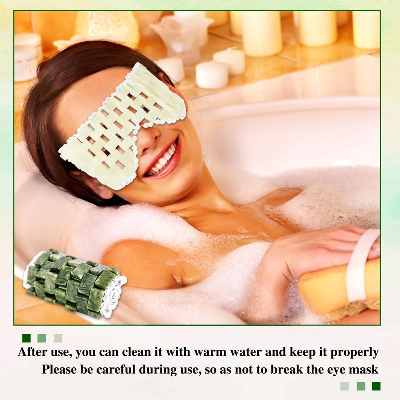 Flahard 3 Pcs Jade Eye Mask Green Jade Stone Eye Mask for Facials Cooling Mask for Alleviate Puffiness Face Facial Eyes Sleeping Mask Relief Eye Cover, 3 Sizes - Image 3