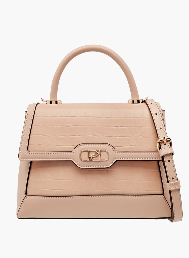 Paprika Women's Textured Satchel Bag with Detachable Strap and Flap Closure - Image 1