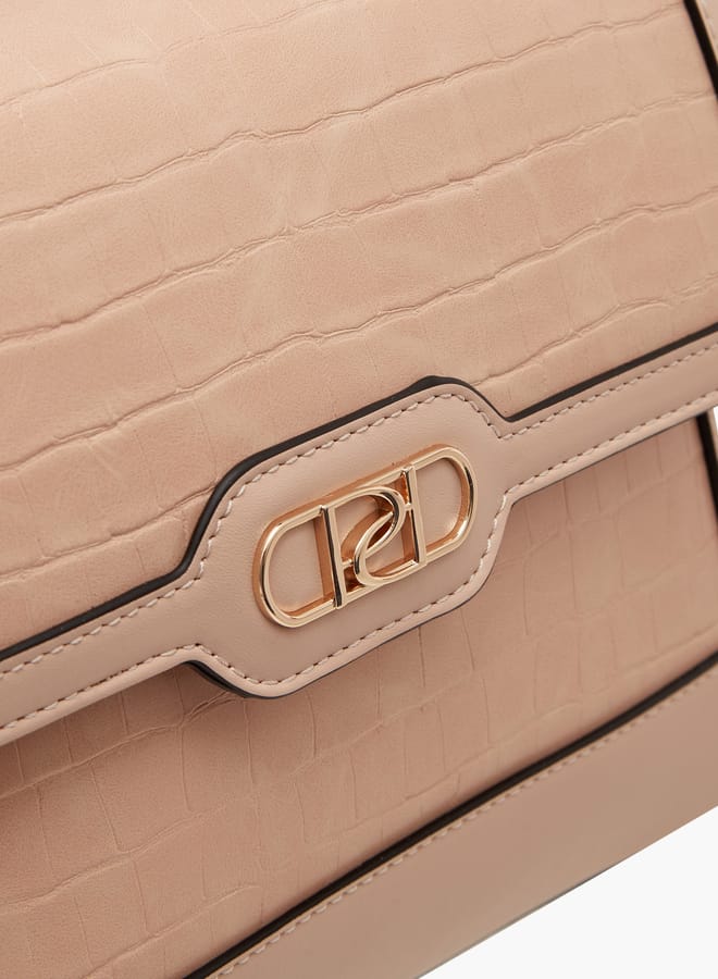 Paprika Women's Textured Satchel Bag with Detachable Strap and Flap Closure - Image 4