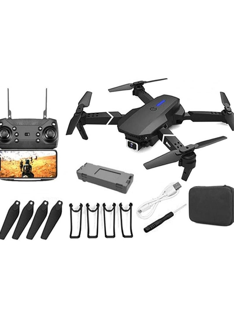 Generic E88 4K HD Drone Single Camera Foldable Aerial drone aircraft for Beginners, 2.4Ghz Real-Time Transmission 360° Roll, Long Battery Life Headless Mode Trajectory Flight One Key Return  - Image 1