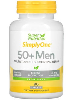 SimplyOne, Men's 50+ Multivitamin with  Supporting Herbs, Iron Free, 90 Tablets
