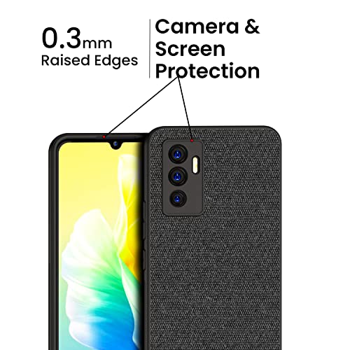 Kapa Soft Fabric Hybrid Protective Back Case Cover for Vivo V23E (Black), PC+Cloth - Image 4