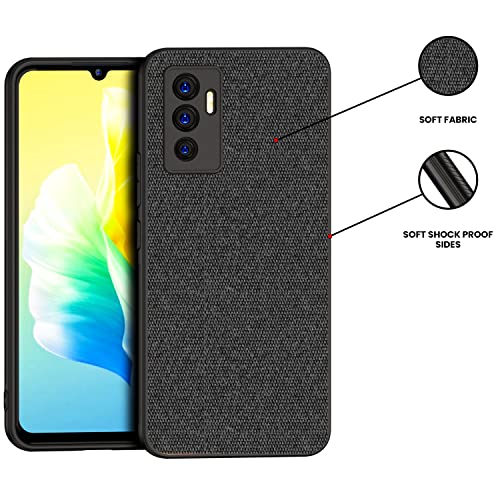 Kapa Soft Fabric Hybrid Protective Back Case Cover for Vivo V23E (Black), PC+Cloth - Image 3