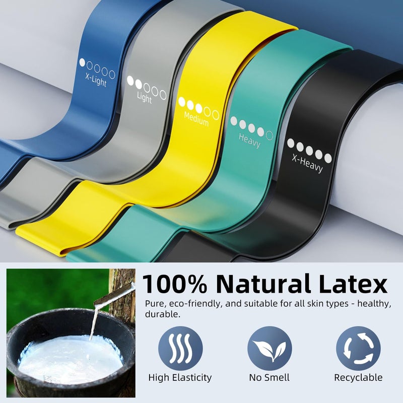 WSAKOUE Resistance Loop Exercise Bands for Home Fitness, Yoga Pilates, Stretching, Strength Training, and Physical Therapy - Elastic Bands Set Workout Bands for Women&Men - Colorful - Image 3