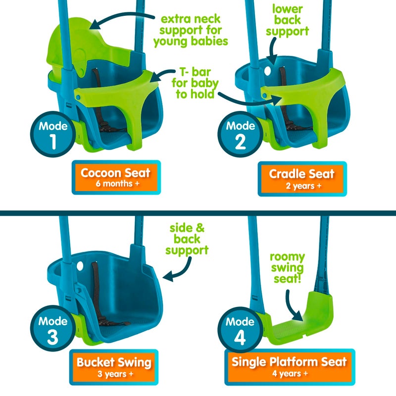 Chicago TP Toys Baby Swing - Comfy Toddler Swing Seat, Kids Outdoor Toys, Quadpod Adjustable 4-in-1 Swings Chair, Secure, Safe Quick Click Locking System, Durable, Easy Installation, Ages 6 Months - 8 Years - Image 3